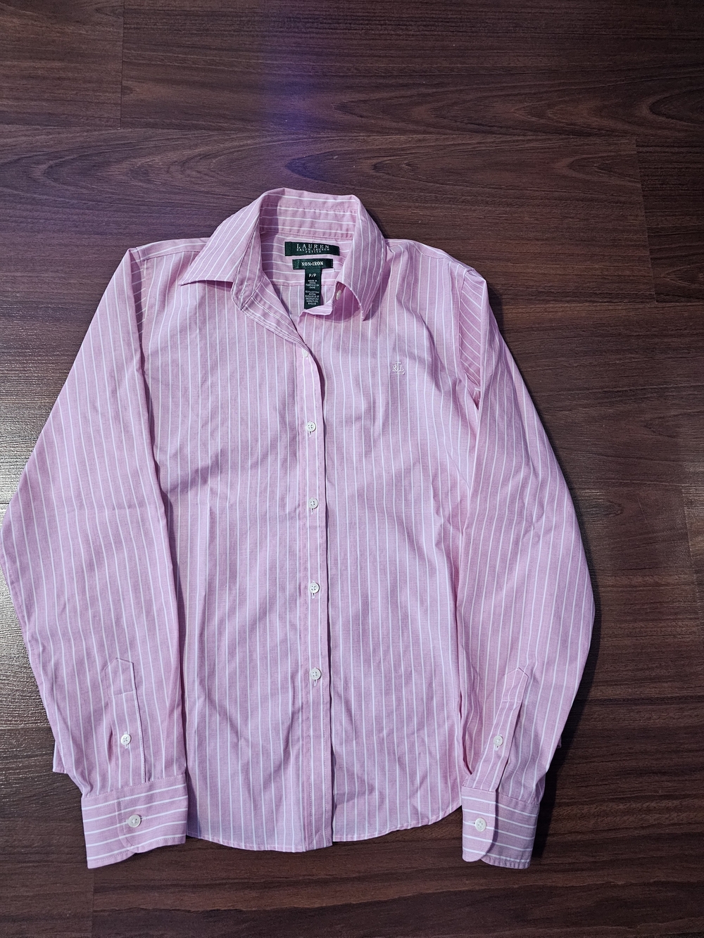 Lauren Ralph Lauren Pink & White Striped Button-Down Shirt